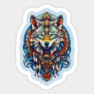 Wolf Tribal Art Retro Vintage Indigenous Design Sticker